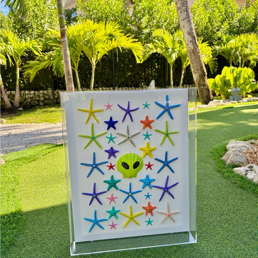Something Smells Fishy Starfish and Alien hand painted shell art She Shells Art
